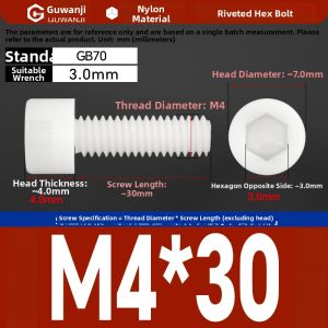 GUWANJI | Black and White Nylon Hex Cap Head Screw