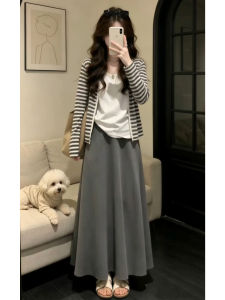Ge·an·fei | Bộ Váy Cardigan Kẻ Sọc Mùa Hè Cho Nữ