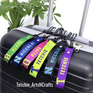 MONOGRAM Personalized Luggage tag Bright colors Monogrammed letters Attached to suitcase handle or backpack