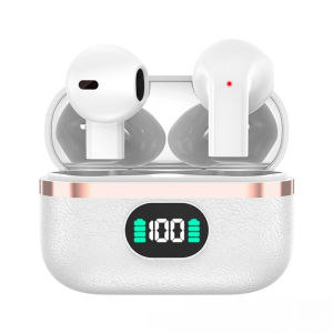 Soft Leather Texture Wireless In-Ear Earphones Built-In Mic Extended Battery Comfortable Earbuds for Sport Workout Daily Music