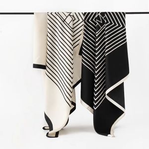 Luxury Stripe Silk Square Scarf Women Neck Tie Shawl Wrap Female 70cm Neckerchief Hair Hand Headkercheif Hijab Bandana Girl Gift