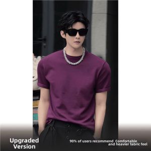 Purple Short Sleeve Cool Feel Handsome Fit Mens Tee