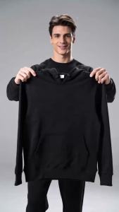Red Snapon Hooded Sweatshirt Casual Long Sleeve Pullover100% Polyester Knit Fabric All-Season Warm Hoodie with Drawstring