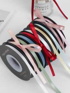 Zhuocai 6mm Double-Sided Polyester Belt Flowers Gift Packing Ribbon Hair Accessories Baking Cake Ribbon Bouquet Ribbon