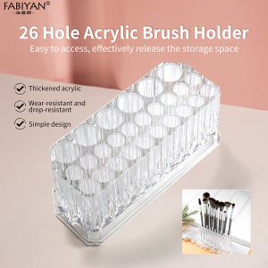 26 Holes Acrylic Brush Holder Makeup Brush Organizer Transparent Makeup Eyeliner Multifunctional Cosmetic Brush Display Stand