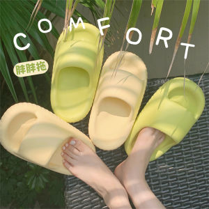 Cute Creative Biscuit Couple Slippers Home Outdoor Wear Summer Fashion Flat Heel EVA Material Youth Daily Use Pure Color