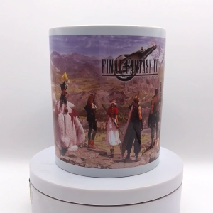 Final Fantasy 7 MUG (ff7 remake rebirth) gamer inspired for hot and cold drinks coffee water soda juice (with cloud tifa aerith barrett cid red xiii caith sith and vincent)