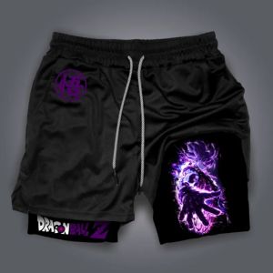 Bandai | Dual-Layer and Quick Dry Running Shorts Anime Print Gym Shorts Flexible Workout Shorts for Men.