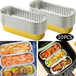10Pcs Mini Loaf Baking Pan Aluminum Foil Rectangle Cupcake Mold Tray Disposable Food Container for Oven Baking Roasting Dishes