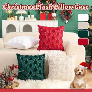Christmas Plush Pillow Case Sparkling Christmas Tree Throw Pillow Cover Red Sofa Pillowcases Home Decors 45X45cm