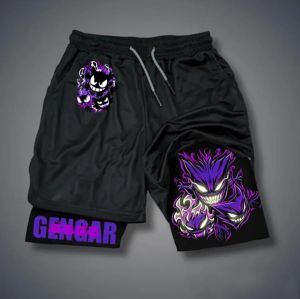 Bandai | Dual-Layer and Quick Dry Running Shorts Anime Print Gym Shorts Flexible Workout Shorts for Men.