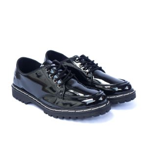 FLAZO Sepatu Fantofel Formal OXfrod Pria Kerja Hitam Glosy Mengkilap