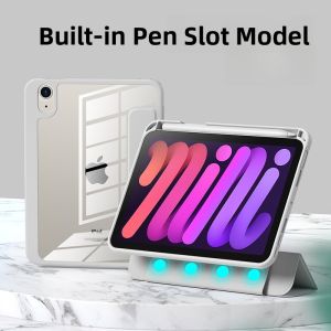 Balueus Transparent Magnetic Split iPad Mini7 Case Protective Cover for Apple Tablet Computer No Pen Slot Simple Style Acrylic