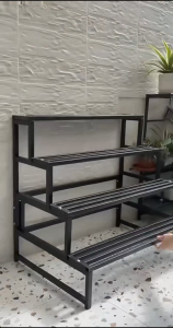 2-4 Tier Flower Rack 80cm 100cm 120cm Bertingkat Metal Flower Stand Stable Load‑Bearing Plant Shelf Multi‑Purpose Storage Organizer for Balcony Garden Bathroom Living Room