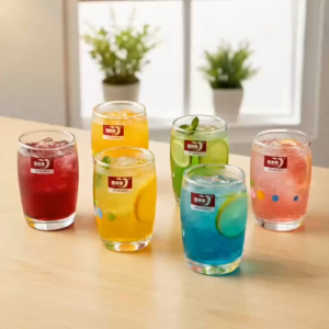 Bộ 6 Ly Thủy Tinh Deli 250ml Ðáy Khía Hình Hoa Họa Tiết Chấm Bi Cao Cấp - Ly Uống Nước Ðẹp