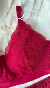 Leela Wireless Seamless Deep v Lace Bra Set Moulded Soft Support Daily Selesa Pakaian Dlm  Wanita (S-XL) L02-1011&L02-10