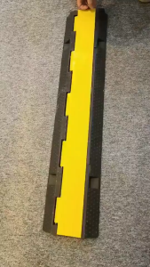 Rubber Yellow Black Channel Floor Cable Hump Lead Cover Protector Ramp Wire Floor Cord Cover Covered Hump One Channel Wire Ground Ramp Pad Rubber Cable Ramp Yellow Black Car Speed hump  Cover Protector