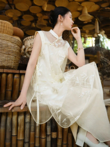 XIANGYING | New Chinese Style Embroidery Vest Dress Female