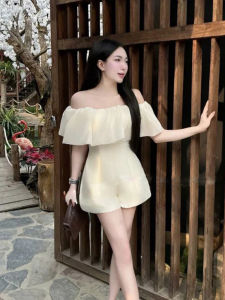 Flattering Off-Shoulder Ruffle Jumpsuit Shorts
