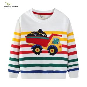 Áo Hoodie Bé Trai Nhảy Mét 2-7T Sọc Xe Tải Thêu Xe Hơi Dài Tay Mùa Thu Thời Trang Hàng Đầu Quần Áo Trẻ Em