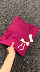 Davita Kaos Oversized Pita Motif Ribbon Coquette Bangkok Atasan Wanita Korea Terbaru By Deloza