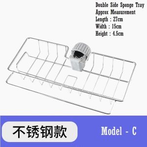 Ready Stock🔥 Kitchen Stainless Steel Faucet Sink Sponge Holder With towel rack,Rak simpanan keran,水龙头置物架