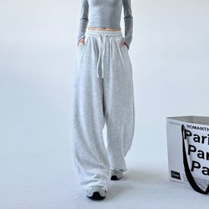 Comfortable Towel Velvet Womens Spring Autumn Wide Leg Pants Casual Floor-Length Trousers High Waist Cotton Blend Pants