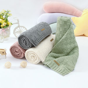 Cable Knit Baby Blanket Receiving Swaddle Wrap Crochet Safe Cellular Blankets for Newborn