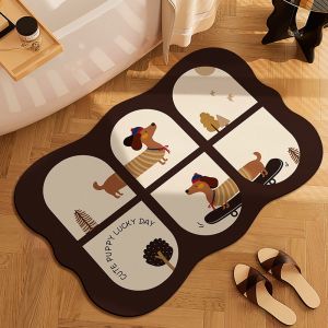 Anti-Slip Diatomite Absorbent Floor Mat Bathroom Quick Drying  Bathtub Mat Good Water Absorb Soft Bath Rug Carpet