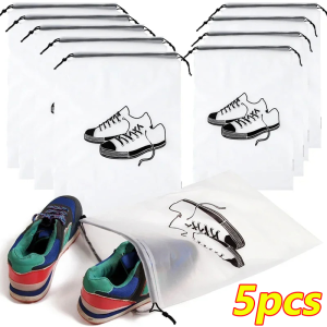 Travel Shoe Bags Portable Clothes Underwear Organizer Transparent Frosted Drawstring Pouch Waterproof Dust-proof Storage Bags