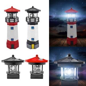 JeeYee Lighthouse Solar LED Light Yard Fence Decor Sensor Beacon Rotating Lighting Tool for Garden Yard Lawn Lamp Outdoor Home