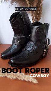CBR SIX Sepatu boot cowboy berbahan kulit sapi BSC 218 - KULIT