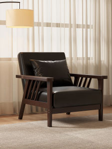 Retro Wooden Sofa Chair Vintage Style Living Room Balcony Bedroom Single Seater Leisure Chair Designer Model Small Sofa