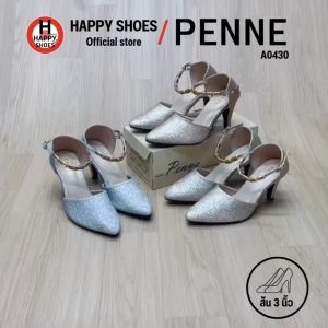 [🥇เพนเน่แท้100%🔢ไซส์35-40👠ส้น 3 นิ้ว] PENNE รองเท้ากากเพชรเปิดส้นสูง รองเท้ากากเพชรรัดส้น กากเพชรหัวแหลม รุ่น A0430 สวย มั่นใจ สง่างาม