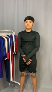 Paket 2 in 1 Setelan Olahraga Manset Baselayer Thumbhole Lengan Panjang Celana Futsal Bola Kolor Lari Running Dewasa