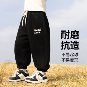 Quần Thể Thao Dày Lót Lông Cừu Cho Bé Trai Mùa Đông Quần Dài Cotton Pha Trộn Quần Dài Thường Ngày Cho Trẻ Em