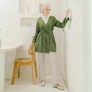 Blazer Baju Ringan Premium Bertekstur Halus Bahan Linen Rami Amare Coat Beige