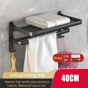 FOJO Official Bathroom Shelf Organizer: Space-Saving Aluminum Towel Rack & Adjustable Bar