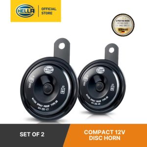 Hella Compact 12V Disc Horn (Set Of 2) - 011 225 801 Horn Black