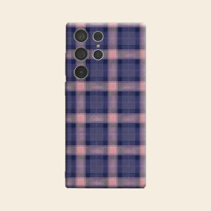 Blue Pink Plaid Luxury Fashion Full Lens Protective Case for Samsung Galaxy S26 S25 S24 A56 A36 Plus Ultra
