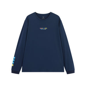 Veidoorn | Veidoorn Men Letter Print Long Sleeve Sports T‑Shirt Breathable Sweat‑Absorbing Base Layer Top for Workout Daily Wear