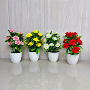 Sampai7an PBP62 / Pot Bunga Mawar Plastik Cantik Tanaman Hias Mini Artificial Dekorasi Ruangan Rumah Ornamen Hiasan / COD - Lazada