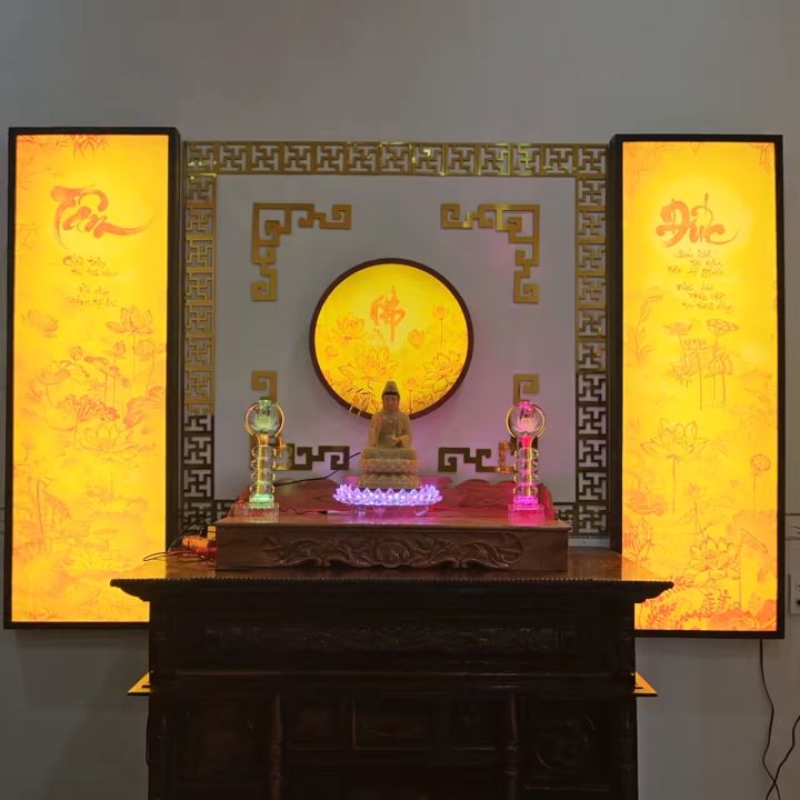 Đèn Hào Quang In Tranh Trúc Chỉ Hoa Sen CHÂN THIỆN MỸ, Trang Trí Bàn ...