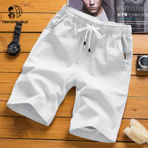 Casual Shorts Mens Pure Cotton Capris Loose Fitting Solid Color Versatile Shorts Handsome Short Beach Pants