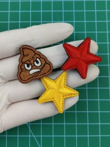 Mini Pentagram Velcro Label Funnny and Creative Embroider Angry Poop Small Badge Personalized Bag Stickers
