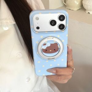 Sanrio | Luxury Star Sanrio Hello Kitty Magnetic Stand Phone Case For iphone 17 16 15 Pro Max Wireless Charging Cute Cartoon Back Cover
