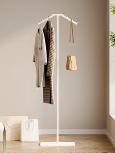 Creamy Bedroom Stand Wardrobe Clothes Hanger Home Use Floor Mounted Simple Luxury Iron Welding Metal Craft Storage Organizer