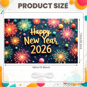 2026 Happy New Year Banner Night Glittering Design for Christmas Photography Decor Celebrate Party Family Poster Photo Studio