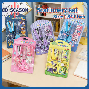 Cartoon Stationery Set Stapler Scissors Tape DIY Handmade Tools Gifts For Kids School Supplies