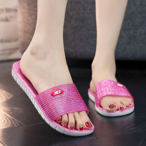 รองเท้าแตะคริสตัลสำหรับผู้หญิง รองเท้าแตะพื้นหนาระบายอากาศได้ดี รองเท้าแตะฤดูร้อนแบบลำลองสำหรับกลางแจ้งและในบ้าน รองเท้าแตะสำหรับอาบน้ำ